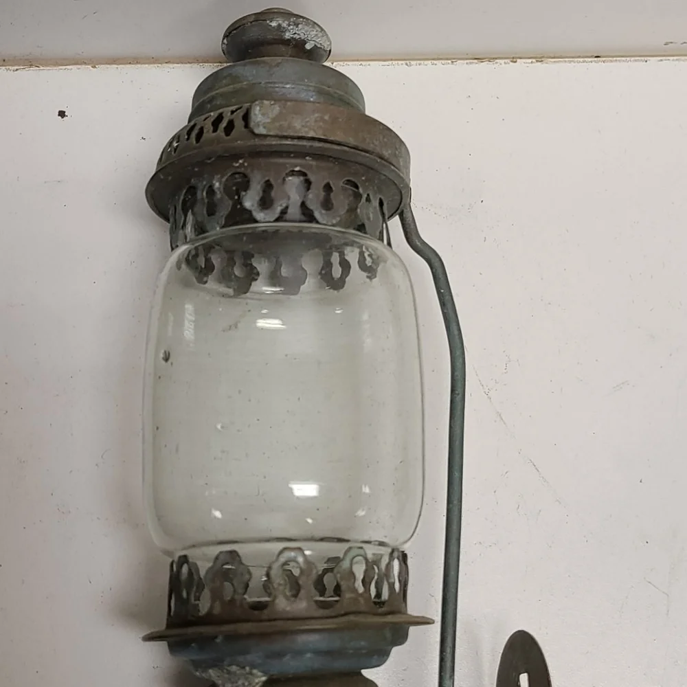 Antique Great Western Railway rustic oxidized Copper  Wall Lantern vintage